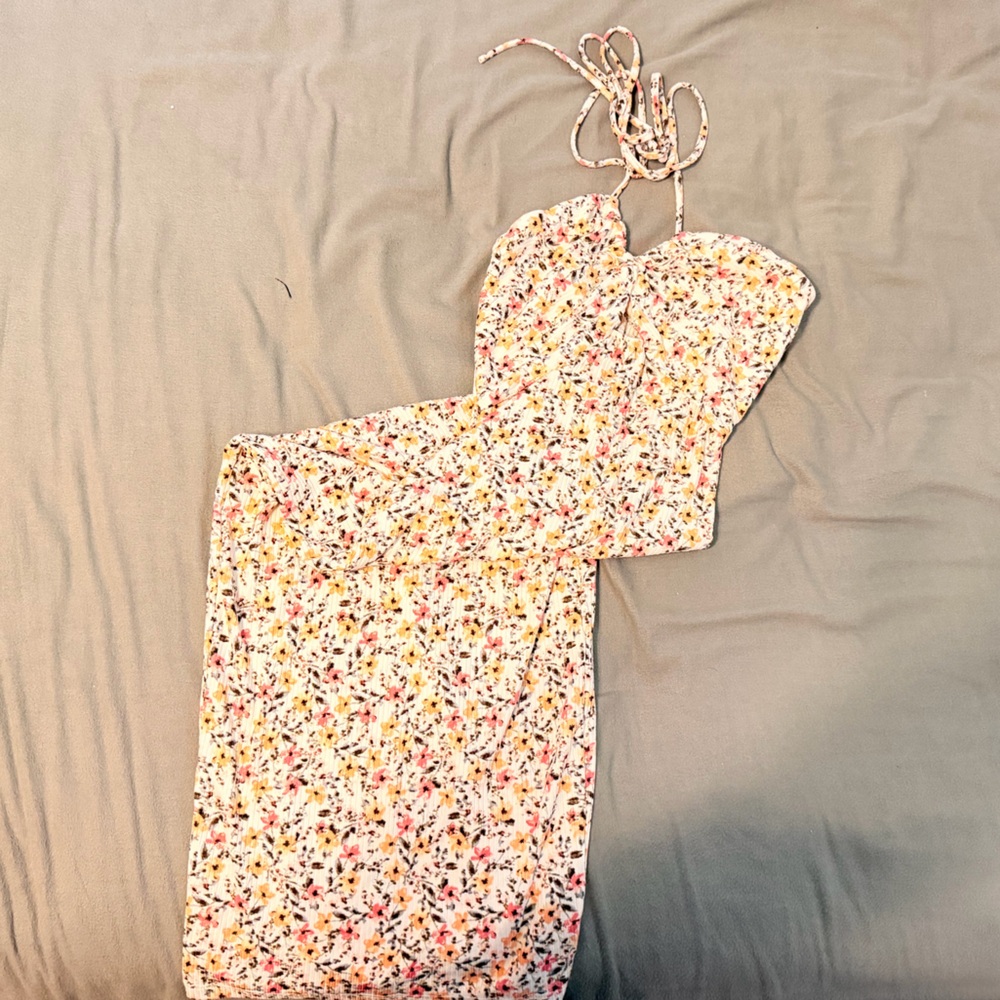Floral Print Dress with Tie Straps